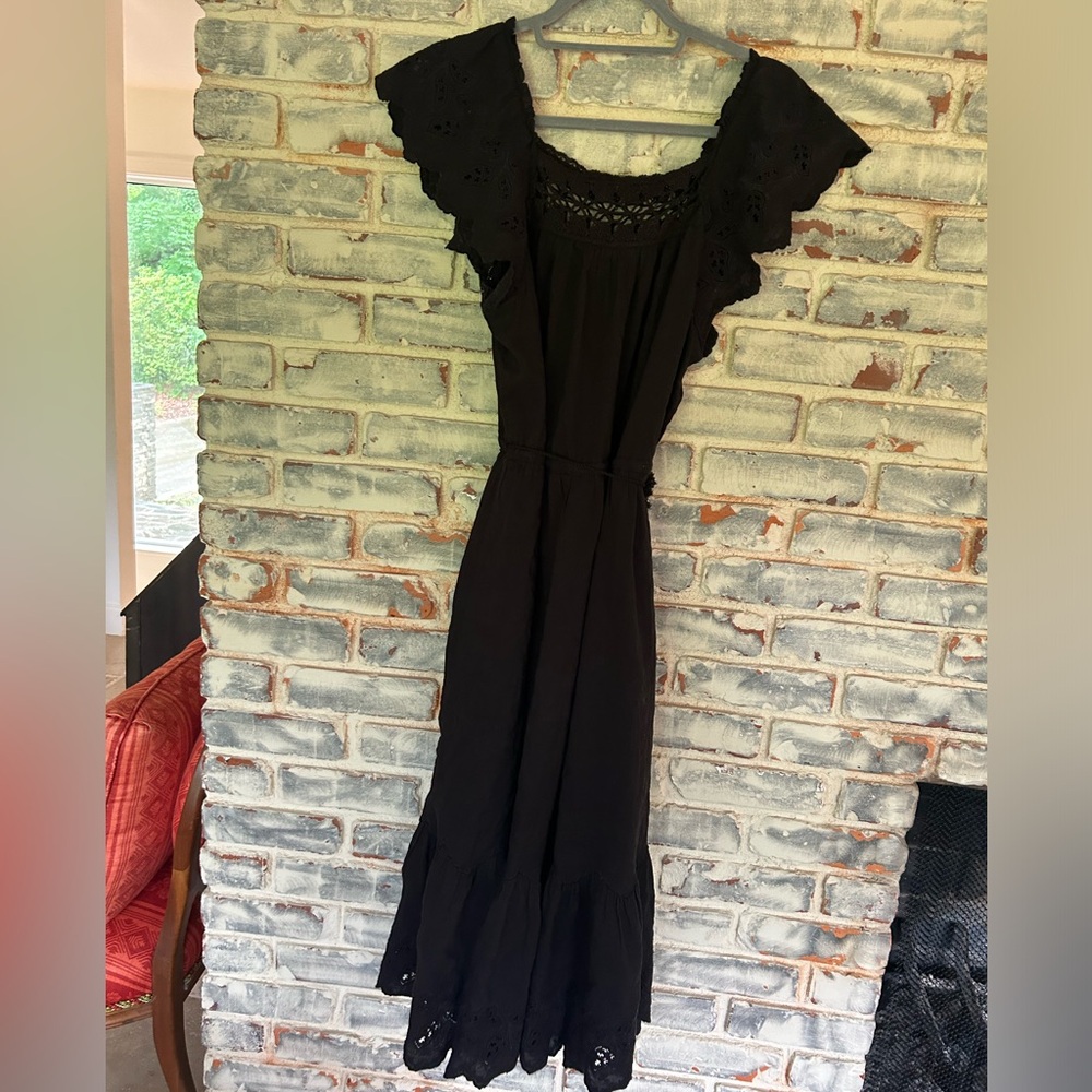 Chic Black Ulla Johnson dress with lace detail!!!